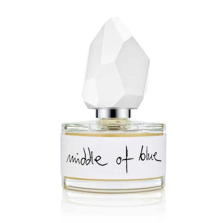 Naturalne niszowe perfumy yDe Middle of Blue 50ml w szklanej butelce z rzeźbionym korkiem